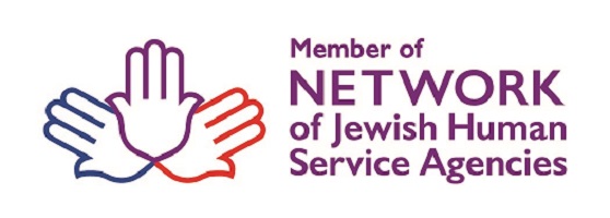 Outline of three hands fanning out. Text says: Member of the Network of Jewish Human Service Agencies